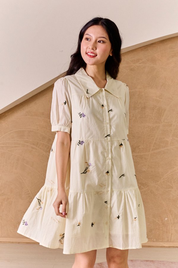Broderie Amour Embroidered Tier Shirt Dress