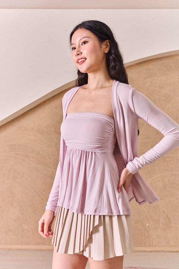 Ins and Outs Padded Tube Cardigan Set Lilac