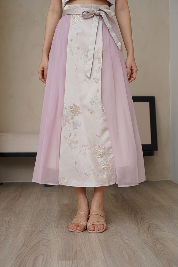 FairyTulle Realm Silk Pleated Horse Face Skirt Pink