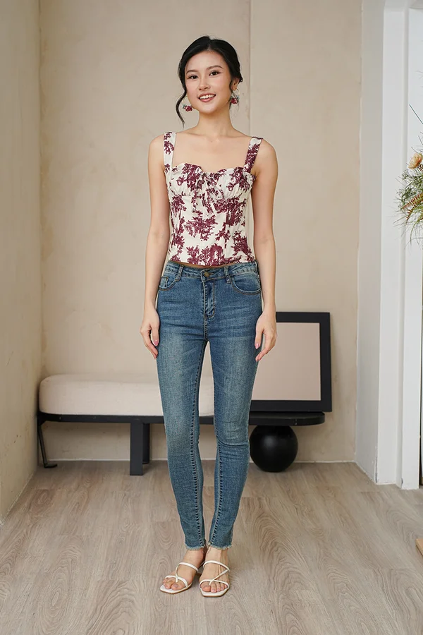 Burgundy Toile Vineyards Corset Top