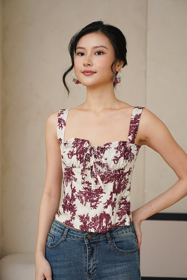 Burgundy Toile Vineyards Corset Top