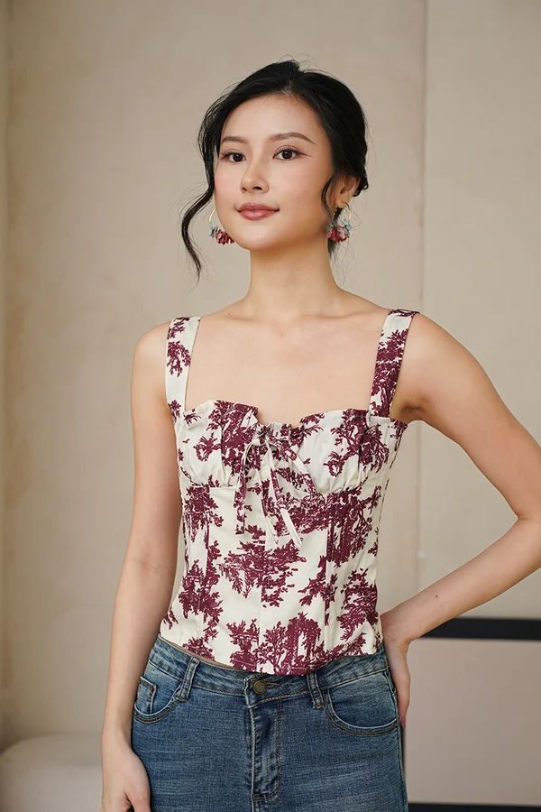 Burgundy Toile Vineyards Corset Top