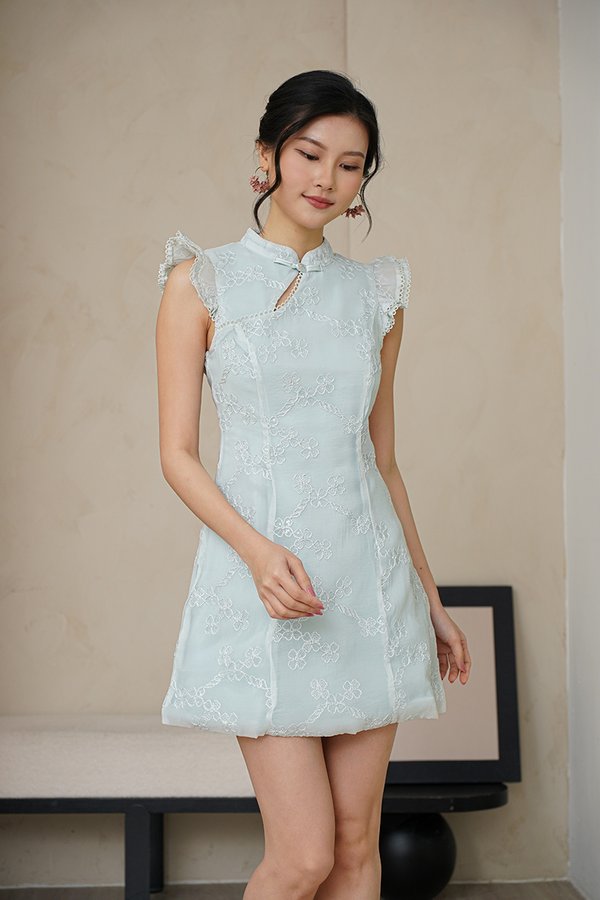 Flutter Flutter Faerie Lace Qipao Dress Blue