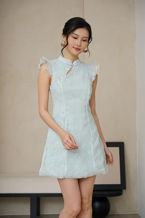 Flutter Flutter Faerie Lace Qipao Dress Blue