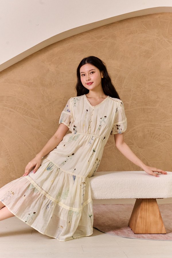 Enchanted Garden Broderie Tier Midi Dress