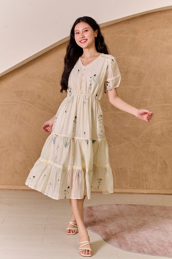 Enchanted Garden Broderie Tier Midi Dress
