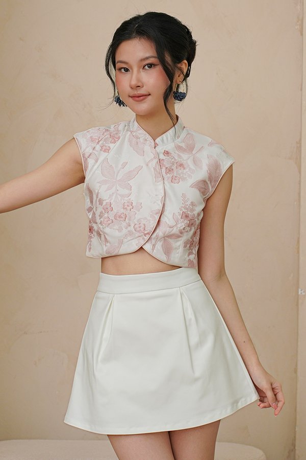 Peony Posh Porcelain Skorts White