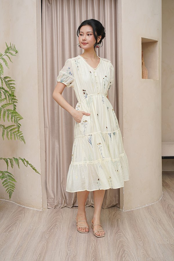 Enchanted Garden Broderie Tier Midi Dress