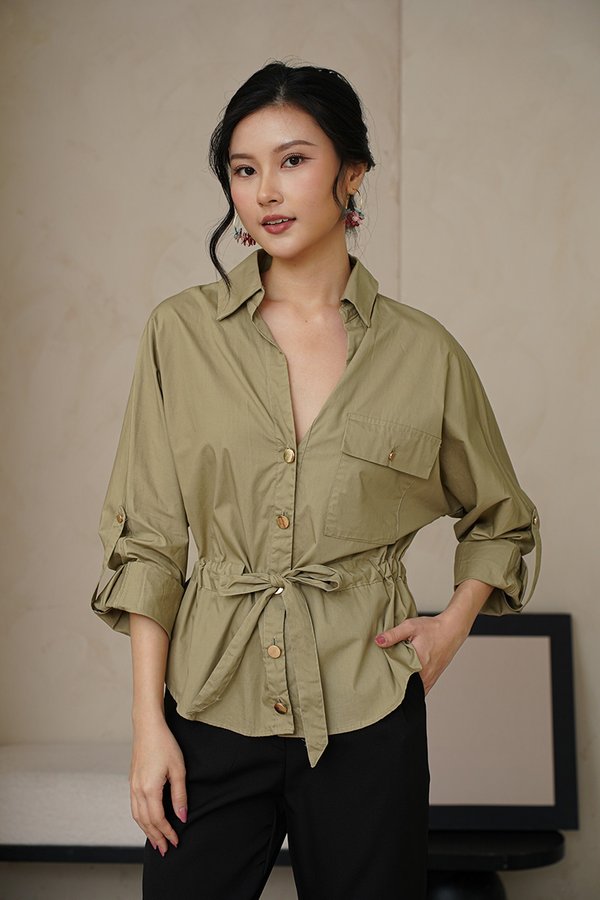 Cosmopolitan Feels Safari Shirt Khaki Green