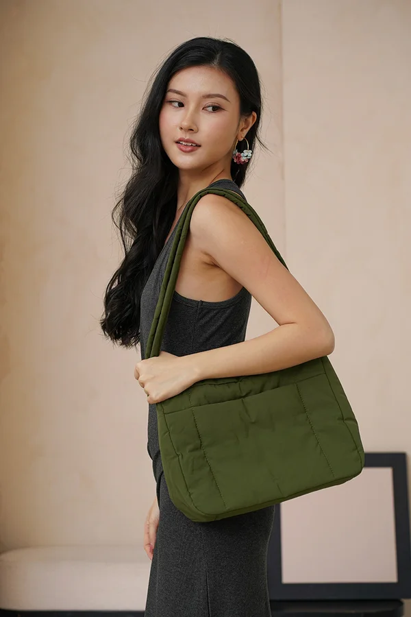 Puffer Plaudits Padded Crossbody Bag Green