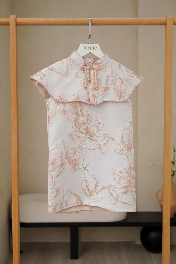 Capelet Younglings Leafy KIDS Dress with Cape Blush