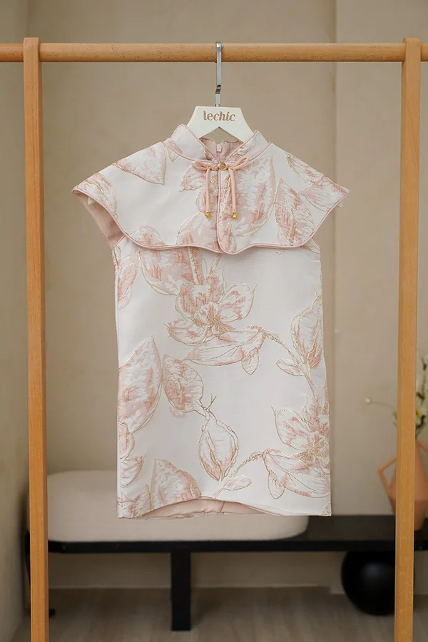 Capelet Younglings Leafy KIDS Dress with Cape Blush
