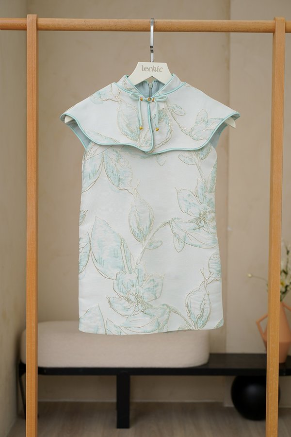 Capelet Younglings Leafy KIDS Dress with Cape Celadon Jadeite