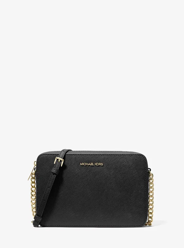 Michael Kors Saffiano Leather Camera Crossbody Bag Black