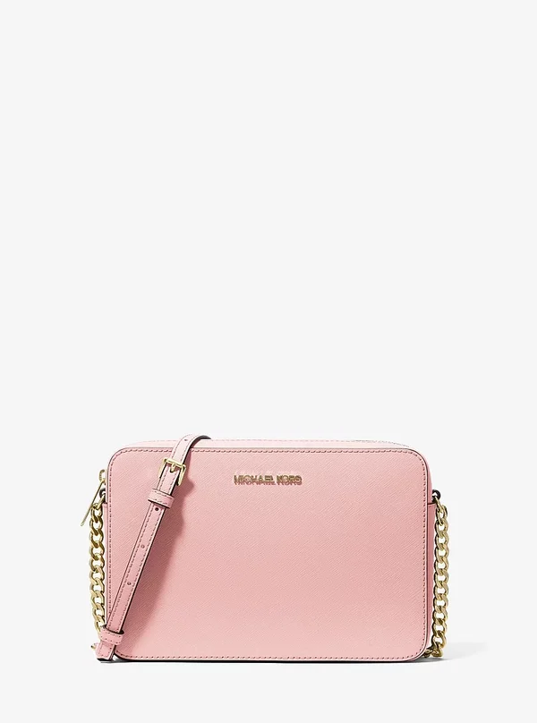 Michael Kors Saffiano Leather Camera Crossbody Bag Powder Blush