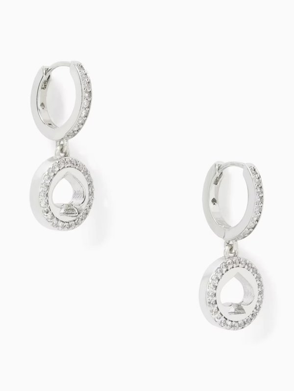 Kate Spade Spot The Spade Pave Huggies Silver