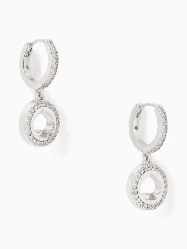 Kate Spade Spot The Spade Pave Huggies Silver
