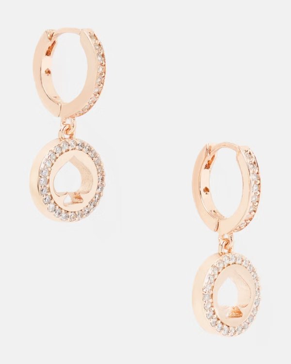 Kate Spade Spot The Spade Pave Huggies Rose Gold
