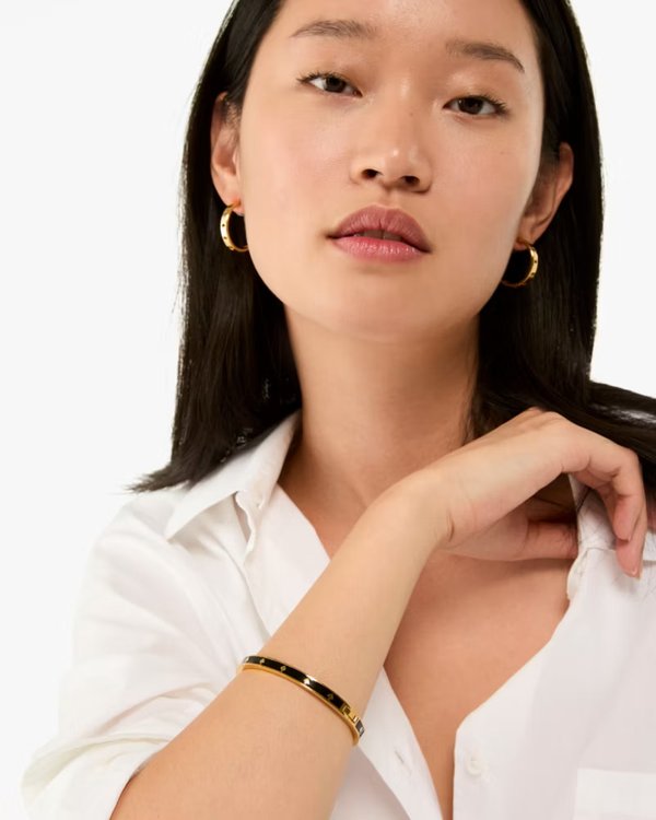 Kate Spade Spot The Spade Enamel Hinged Bangle Black