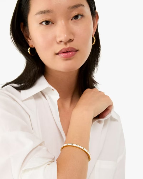 Kate Spade Spot The Spade Enamel Hinged Bangle White