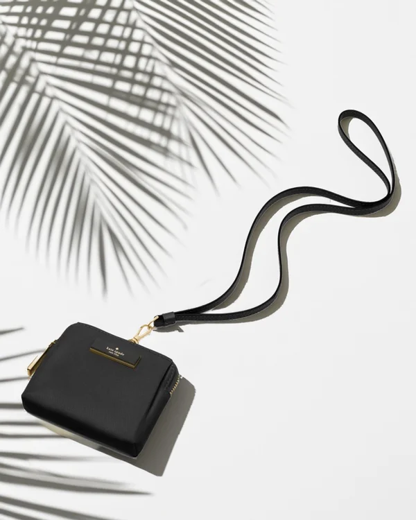 Kate Spade Carter Nylon Card Case Lanyard Black
