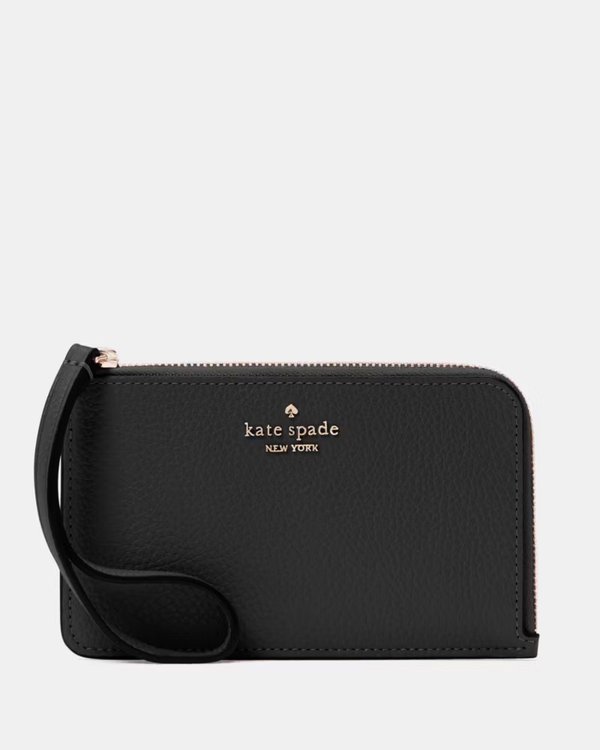 Kate Spade Pebbled Small Card Holder Wristlet Black