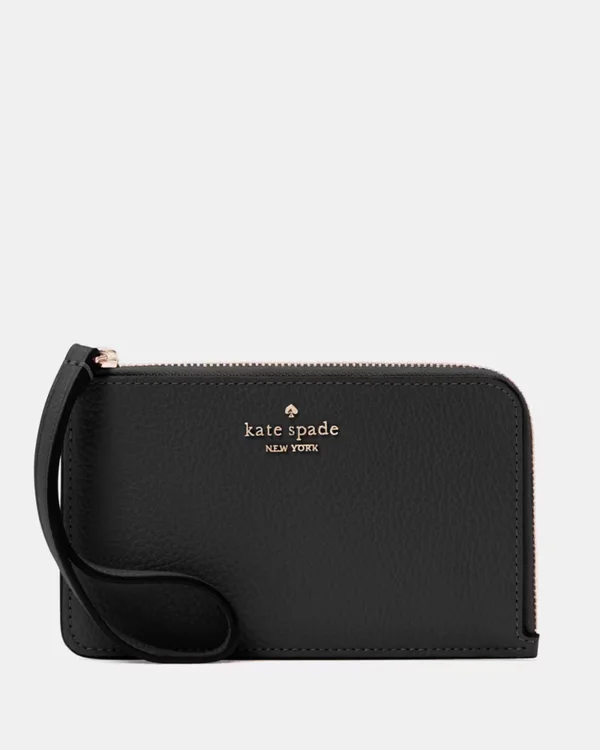 Kate Spade Pebbled Small Card Holder Wristlet Black