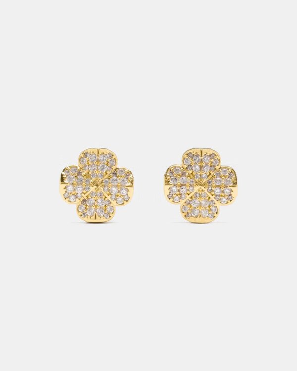 Kate Spade Flower pave studs Gold