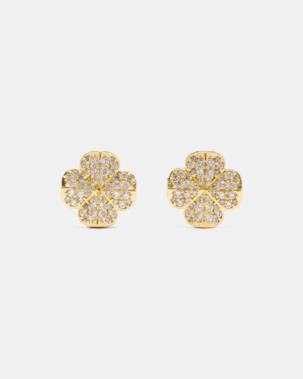 Kate Spade Flower pave studs Gold