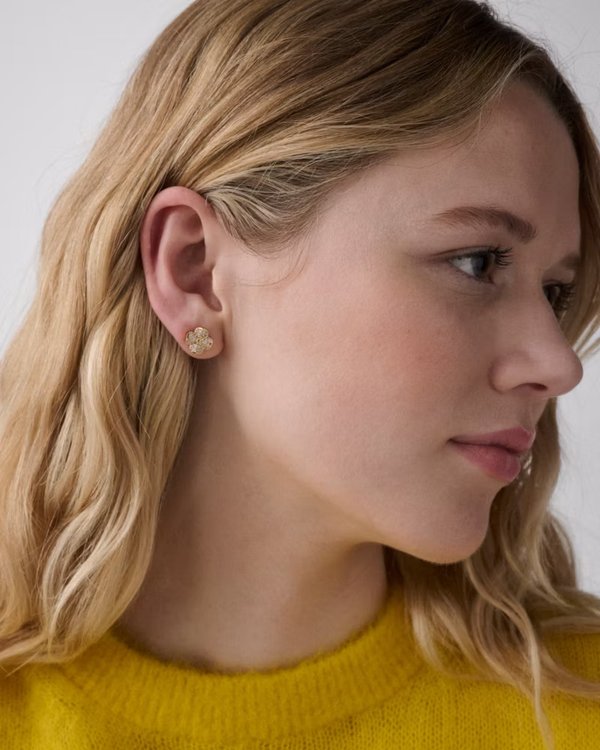 Kate Spade Flower pave studs Gold