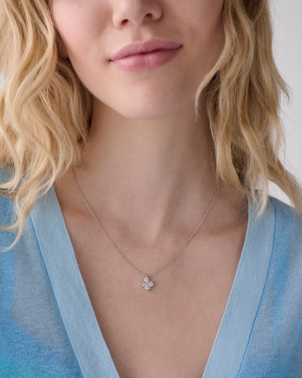 Kate Spade Flower Pave Mini Pendant Silver