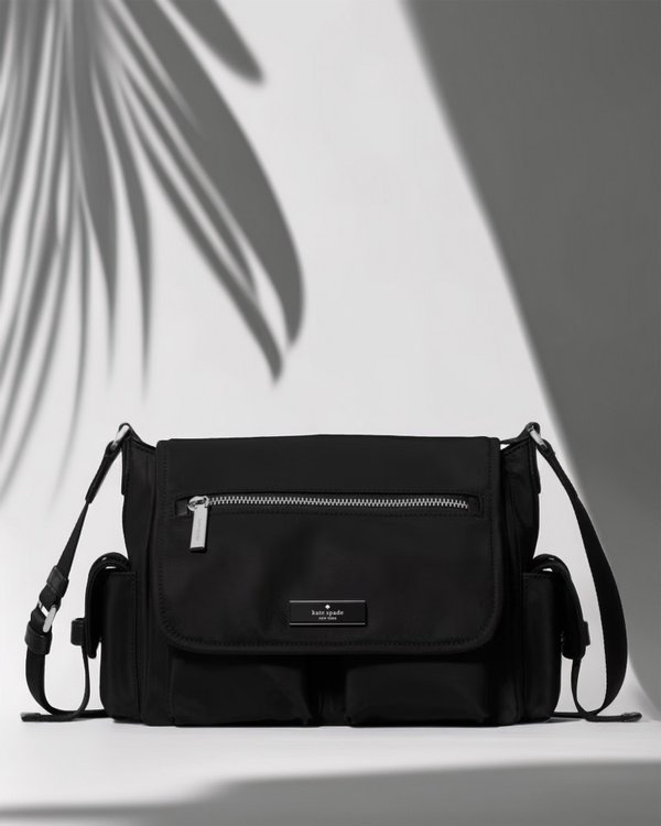 Kate Spade Carter Nylon Messenger Cargo Crossbody Bag Black