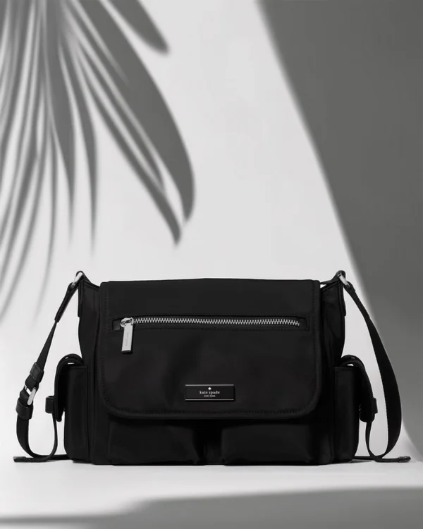 Kate Spade Carter Nylon Messenger Cargo Crossbody Bag Black
