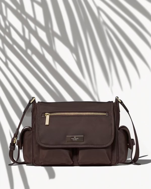 Kate Spade Carter Nylon Messenger Cargo Crossbody Bag Hot Fudge