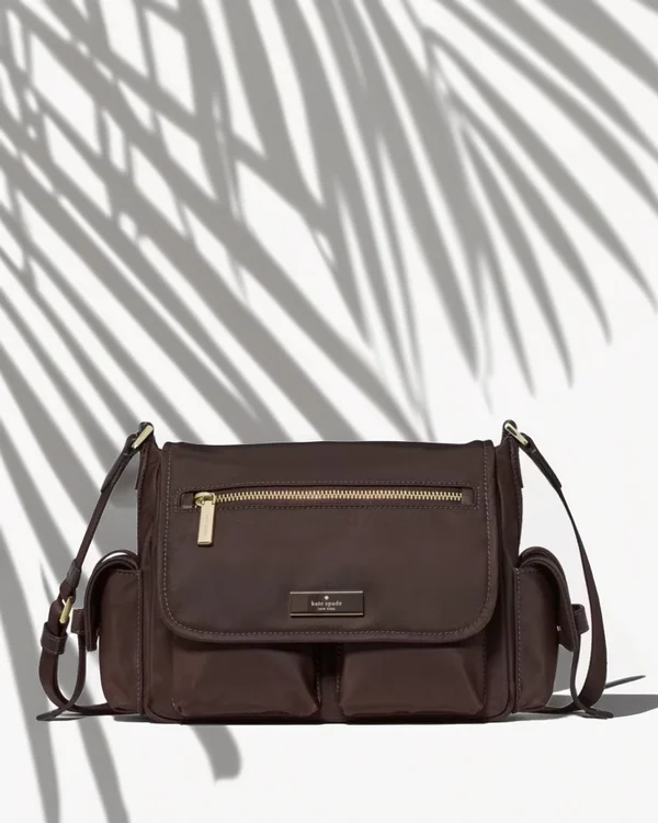 Kate Spade Carter Nylon Messenger Cargo Crossbody Bag Hot Fudge