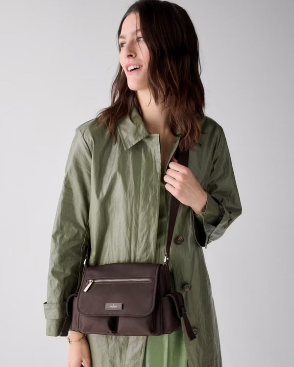 Kate Spade Carter Nylon Messenger Cargo Crossbody Bag Hot Fudge