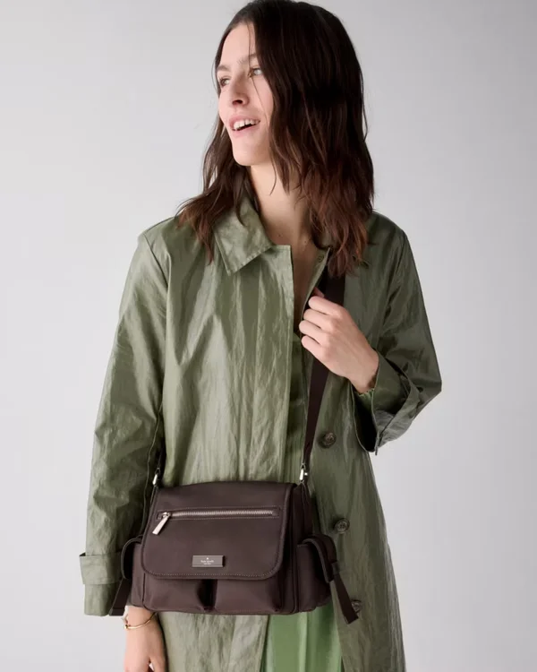 Kate Spade Carter Nylon Messenger Cargo Crossbody Bag Hot Fudge