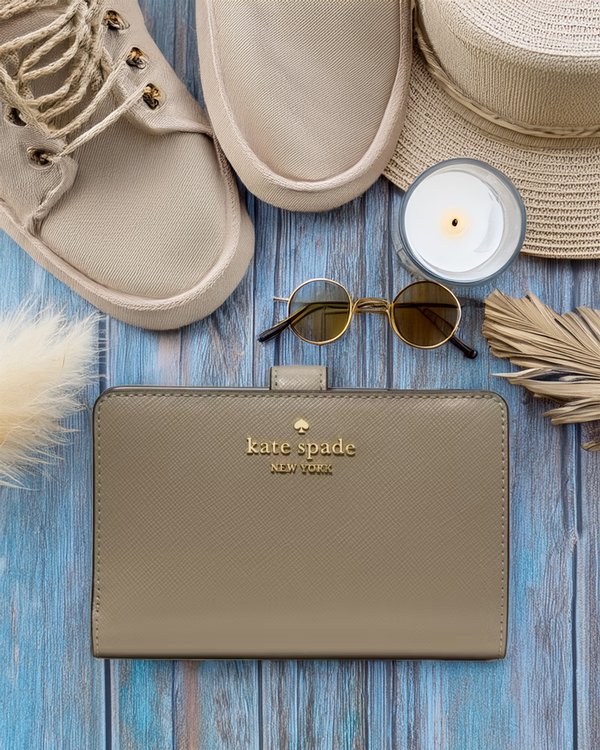 Kate Spade Saffiano Medium Bifold Wallet Oyster Shell