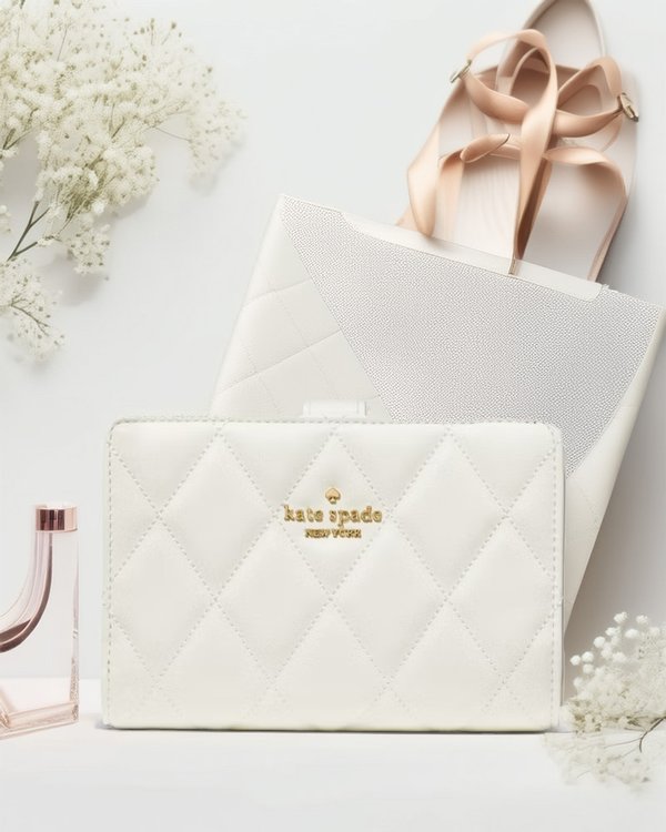 Kate Spade Quilted Medium Bifold Wallet Meringue