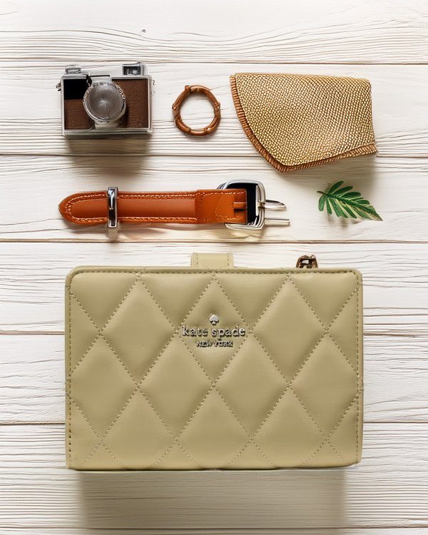 Kate Spade Quilted Medium Bifold Wallet Elm