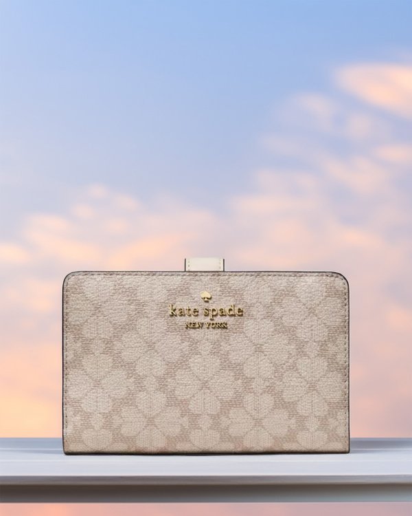 Kate Spade Flower Medium Bifold Wallet Beige