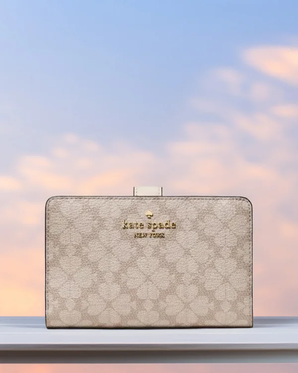 Kate Spade Flower Medium Bifold Wallet Beige
