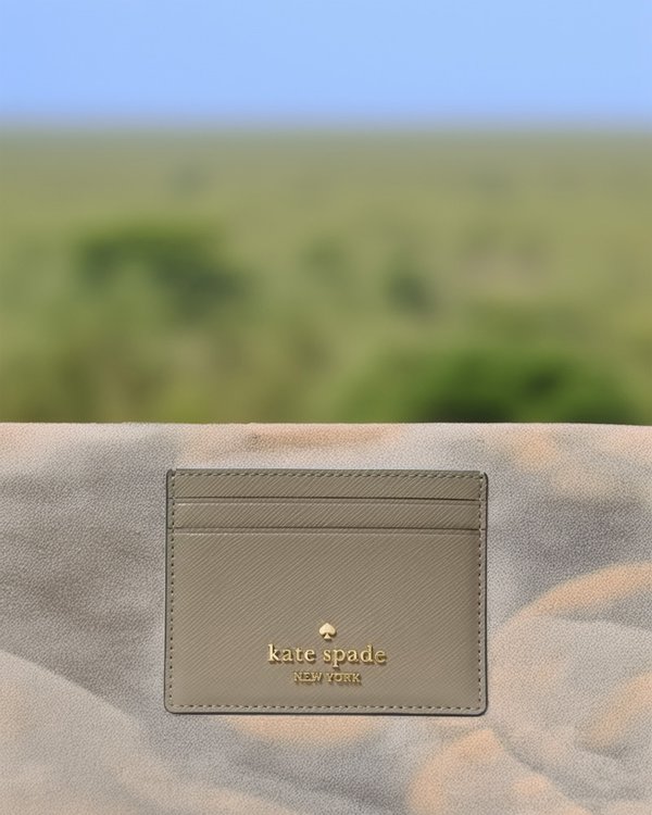 Kate Spade Small Slim Card Holder Oyster Shell