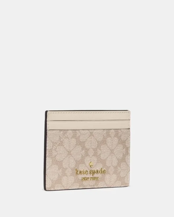 Kate Spade Flower Small Slim Card Holder Dark Beige Moon Dust