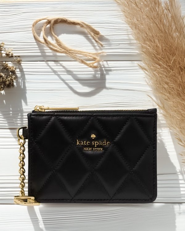 Kate Spade Quilted Key Ring Card Holder Black