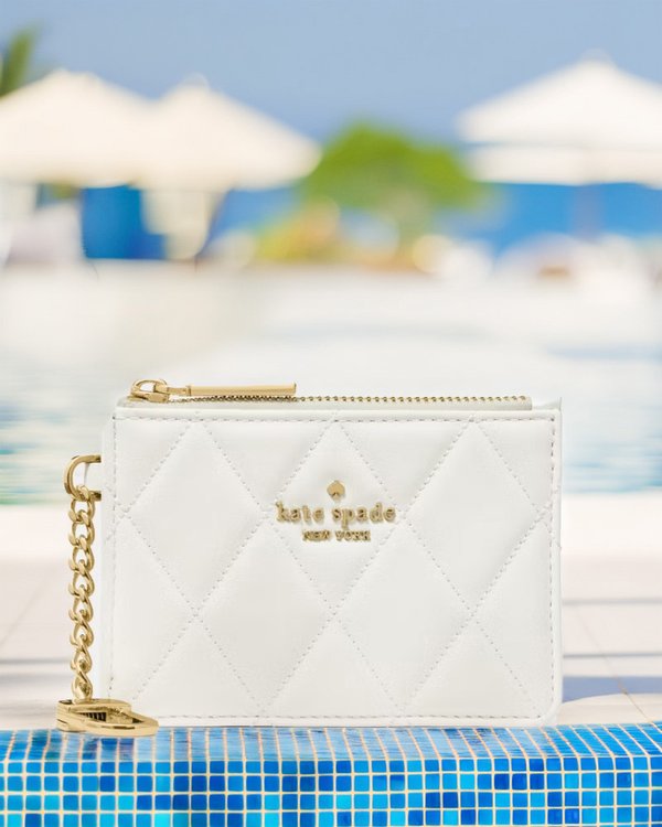 Kate Spade Quilted Key Ring Card Holder Meringue