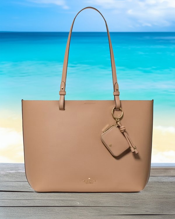Kate Spade Tessa Tote Bag With Charm Light Fawn