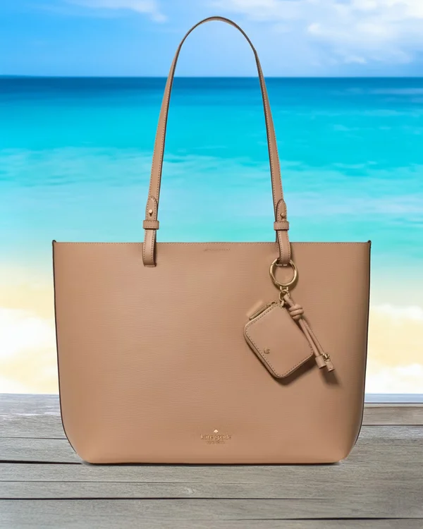 Kate Spade Tessa Tote Bag With Charm Light Fawn
