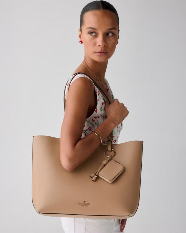 Kate Spade Tessa Tote Bag With Charm Light Fawn