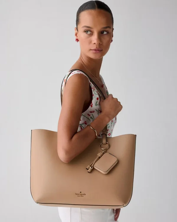 Kate Spade Tessa Tote Bag With Charm Light Fawn